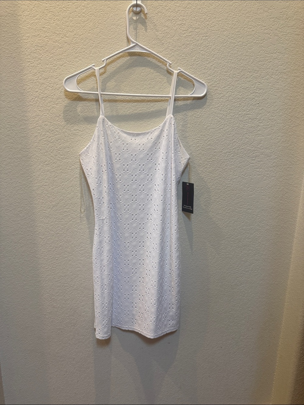 No Boundaries White Eyelet Mini Dress